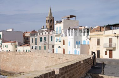 Alghero, Sardinia, Italy - view from bastions towards the cathed clipart