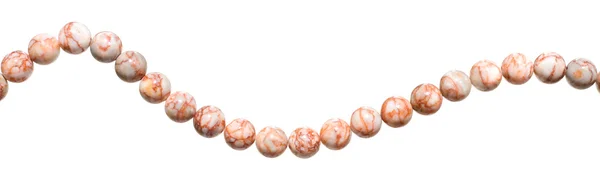 Jasper beads border, isolated on white — Stock Photo, Image