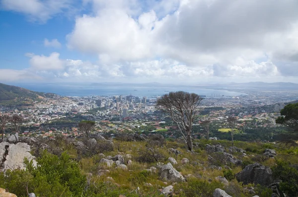 View of Capetown from Table Mountain (lower cable car station le — Stock Photo, Image