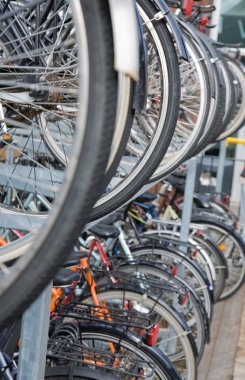 Green transport - tow-tiered bike storage in Denmark clipart