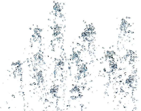 Fountain drops on white background, — Stock Photo, Image
