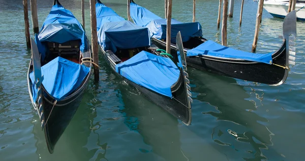 Venice, moored gondolas — Stock Photo, Image