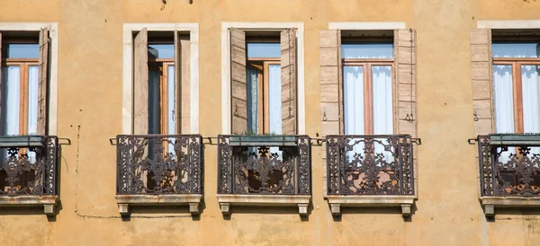 Padova; Italy; Narrow balconies with metal railings — Stock Photo, Image