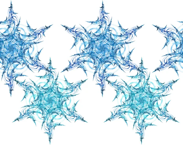 Naadloze herhaalbare stekelige fractal sneeuwvlokken grens, — Stockfoto