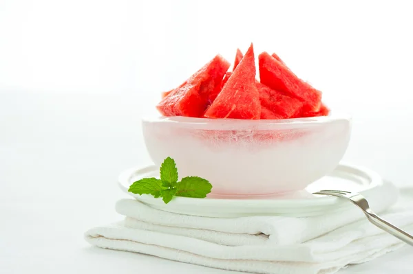 Watermelon in an ice bowl — Stock Photo, Image