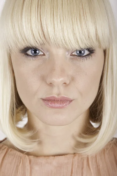 stock image Beautiful blonde girl on white background