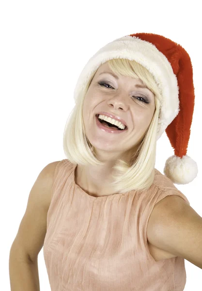 Picture of pretty christmas girl in santa hat — Stock Photo, Image