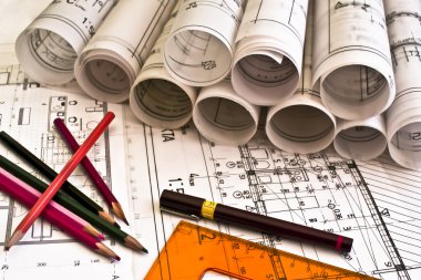 Architect rolls and plans clipart