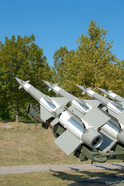 Several combat missiles aimed at the sky — Stock Photo, Image