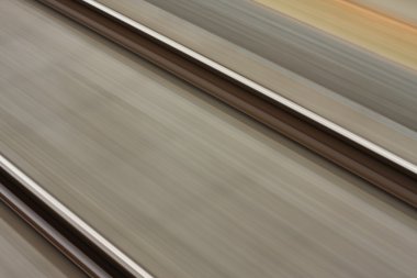 Railroad seen from a fast moving train. clipart