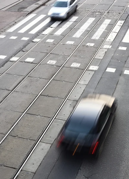 Městské dopravní koncepce - městské ulici s překračování, železniční, motio — Stock fotografie