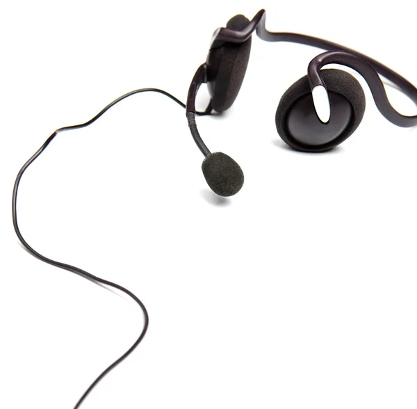 Ακουστικά με μικρόφωνο που απομονώνονται σε λευκό φόντο — Φωτογραφία Αρχείου
