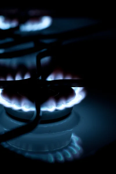 Flammes de cuisinière à gaz — Photo