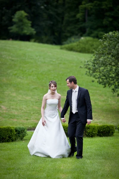 Güzel genç Düğün çifti - taze Çar damat ve gelinin poz — Stok fotoğraf