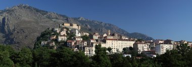 Panoramic view of Corte, Corsica clipart