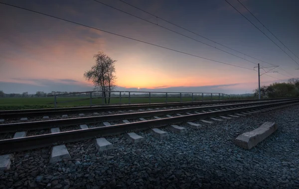 Railroad at dusk — Stock Photo, Image