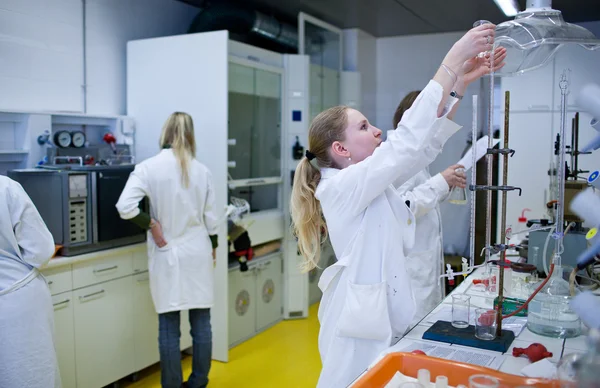 化学実験室で研究を行う女性研究者 — ストック写真