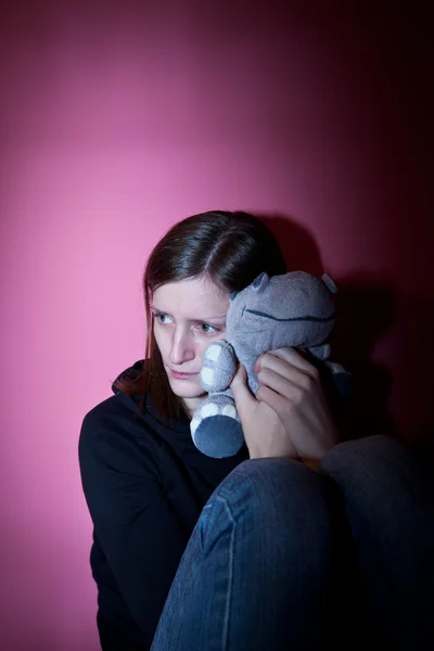 stock image Young woman suffering from a severe depression/anxiety