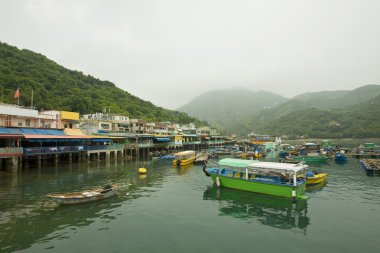 Fishing village in Hong Kong clipart