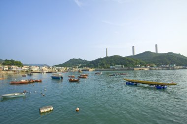 kıyı alanı ile çok sayıda balıkçı tekneleri lamma Adası, hong kong.