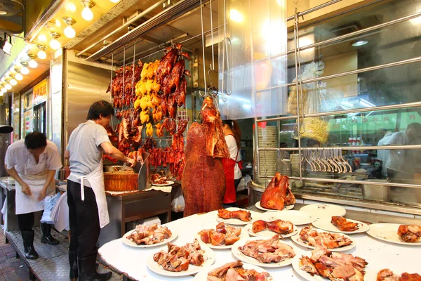 A very traditional roasted meat rice shop — Stock Photo, Image