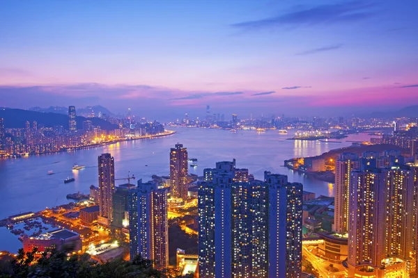 Hong Kong al momento del tramonto — Foto Stock