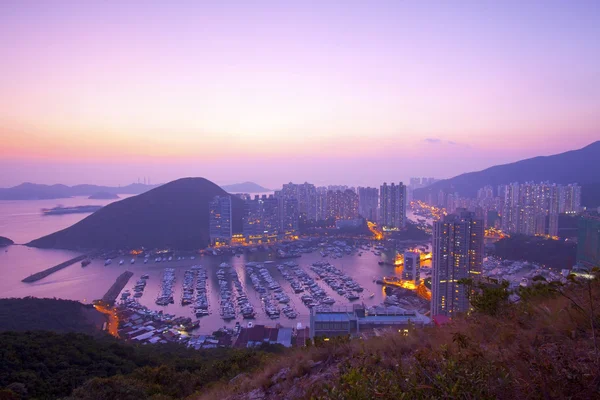 Hong kong zachód słońca na wzgórzu — Zdjęcie stockowe