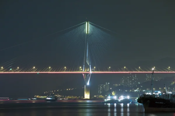 Ting kau bron på natten i hong kong — Stockfoto