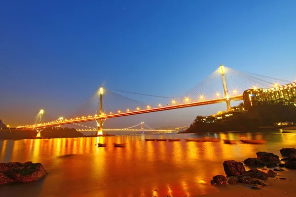 Puente Ting Kau por la noche en Hong Kong —  Fotos de Stock
