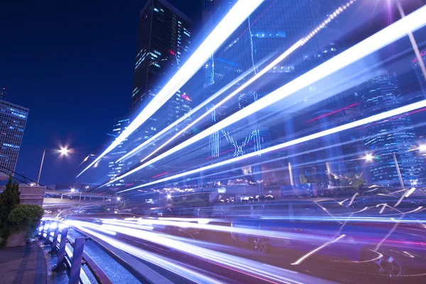 City traffic at night with light trails — Stock Photo, Image