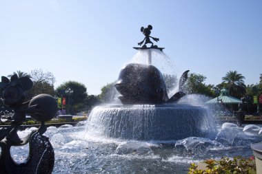 Hong Kong Disneyland fountain at entrance clipart