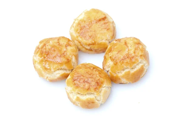 Prăjituri cu nuci de caju (stil Hong Kong) Izolate pe fundal alb — Fotografie, imagine de stoc