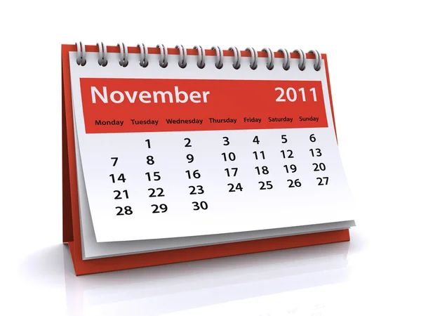 Calendario noviembre 2011 — Foto de Stock