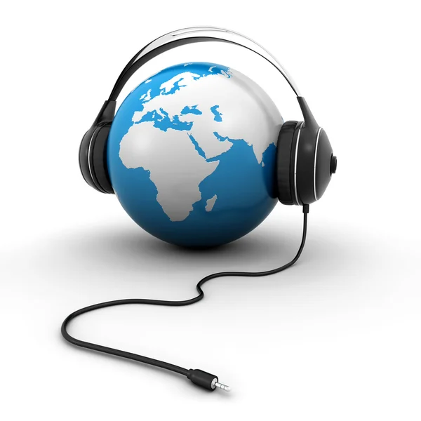 World globe with headphones — Stock Photo, Image