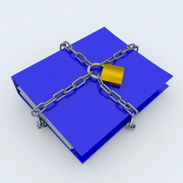 Folder closed by a chain and padlock — Stock Photo, Image