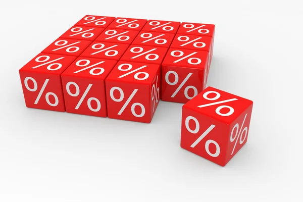 Cubos vermelhos com percentagens — Fotografia de Stock