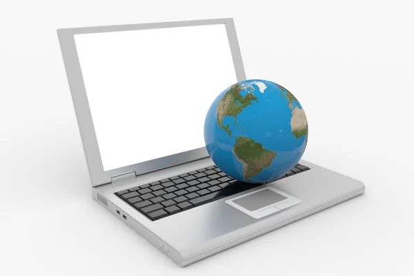 Globus auf dem Laptop — Stockfoto