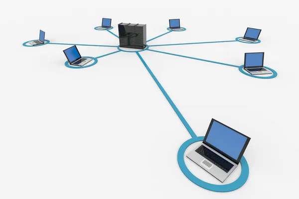 Datornätverk med servern. konceptet. — Stockfoto