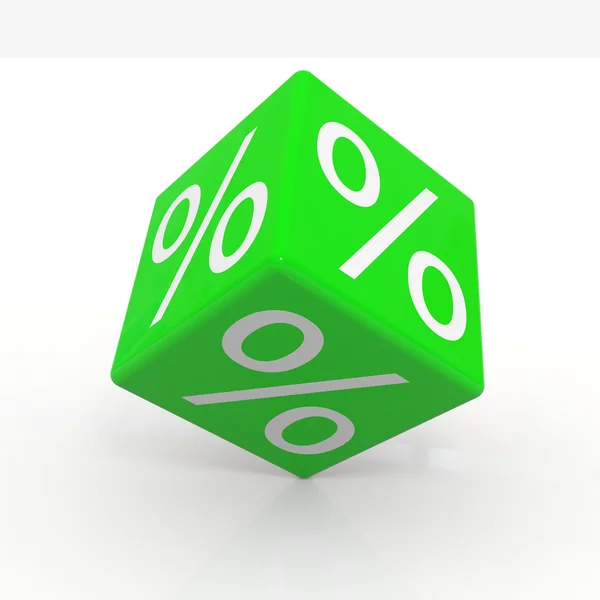 Πράσινο κύβος με percents — Φωτογραφία Αρχείου