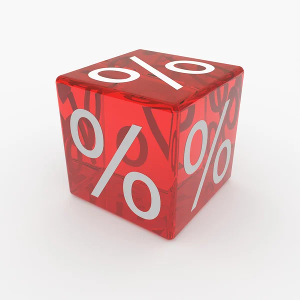 Красный куб с процентами — стоковое фото