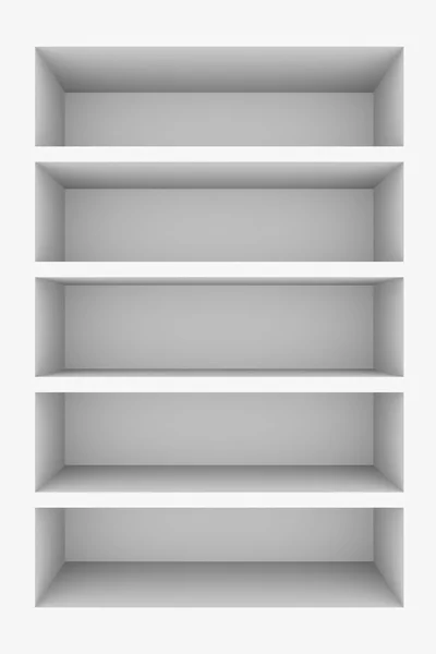 Libreria bianca vuota isolata su bianco . — Foto Stock