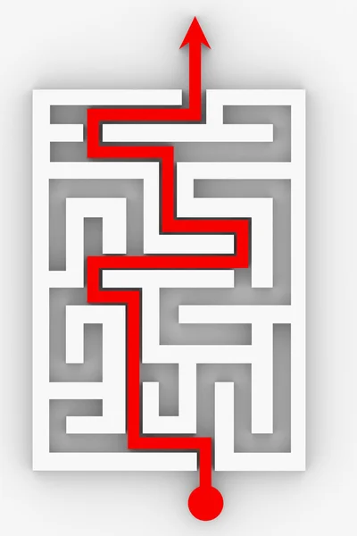 Flecha vermelha atravessando o labirinto . — Fotografia de Stock