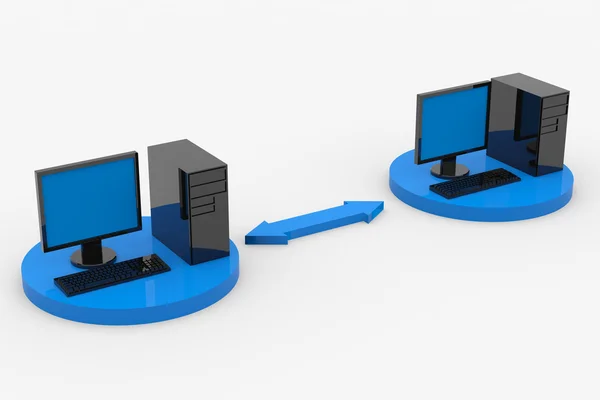 Twee verbonden computers. Stockafbeelding