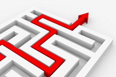 Red arrow going through the maze. clipart