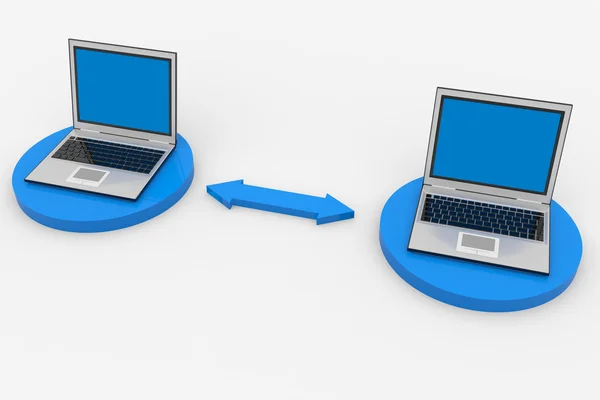 Två bärbara datorer anslutna — Stockfoto