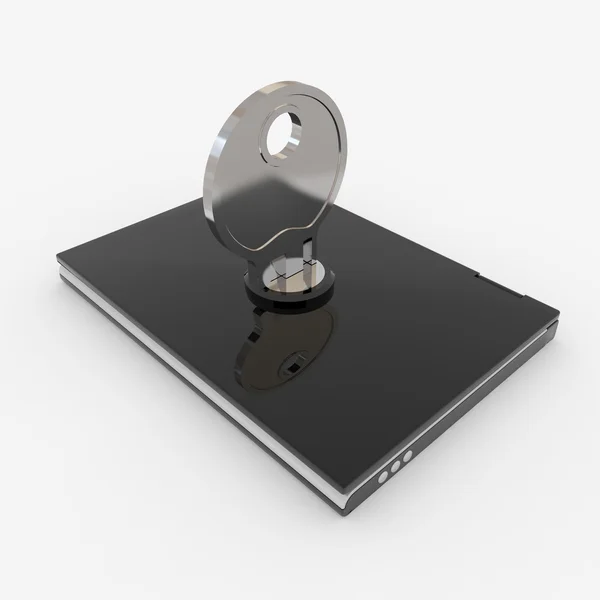 Laptop met slot en grendel. concept van veiligheid. — Stockfoto