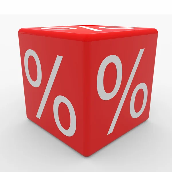 Czerwony sześcian z procenty — Zdjęcie stockowe