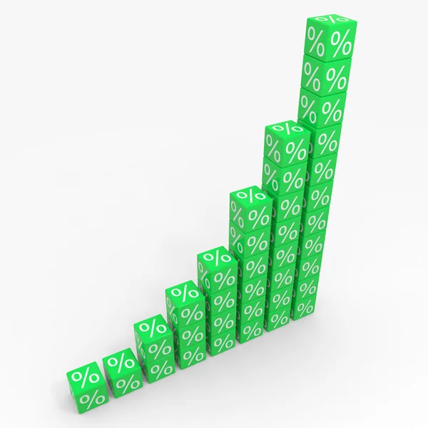 Gráfico de cubos verdes com percentagens — Fotografia de Stock