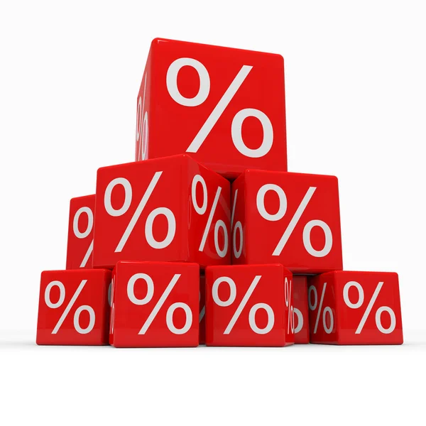 Pyramid av röda kuber med procent — Stockfoto