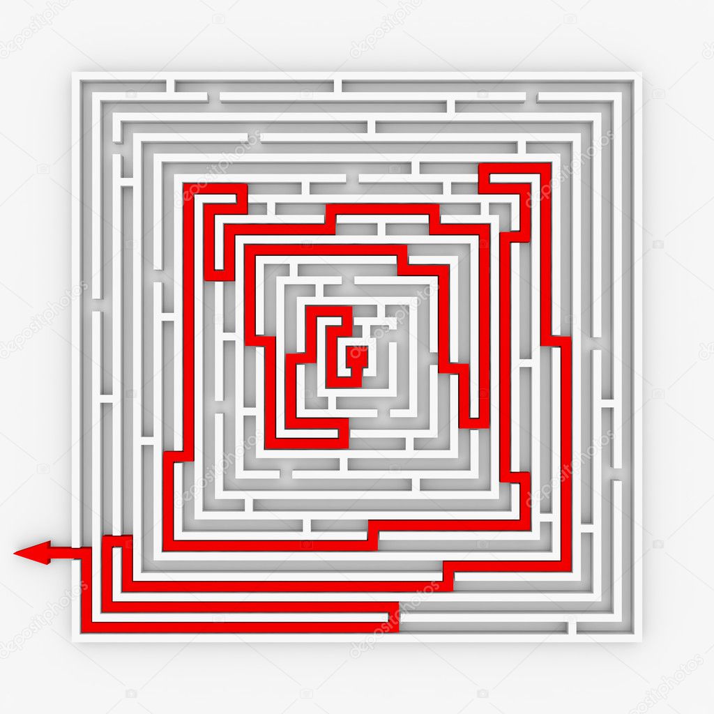 Red path from labyrinth. Right way.